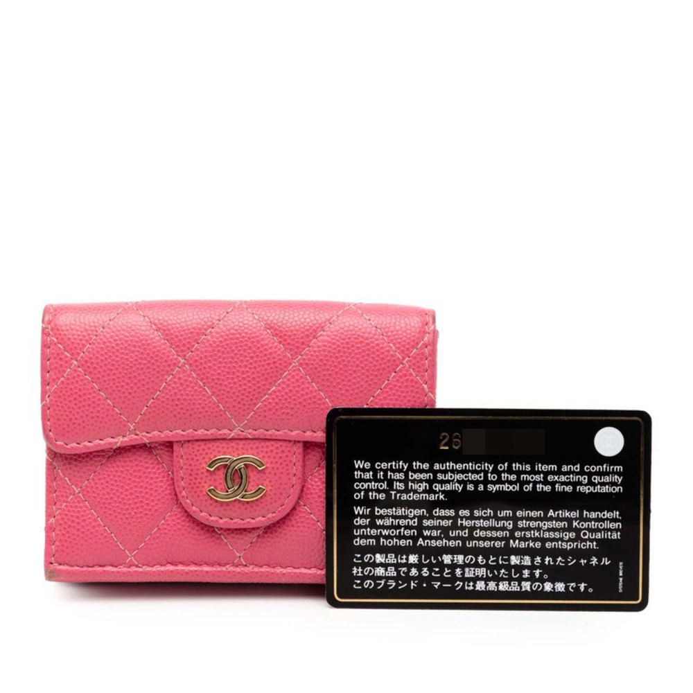 CHANEL Authentic Pink Caviar Leather Logo Wallet - Picture 9 of 9